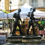 "Pilgrims," Logroño, Spain. Photo (c) Ann B. Blake.